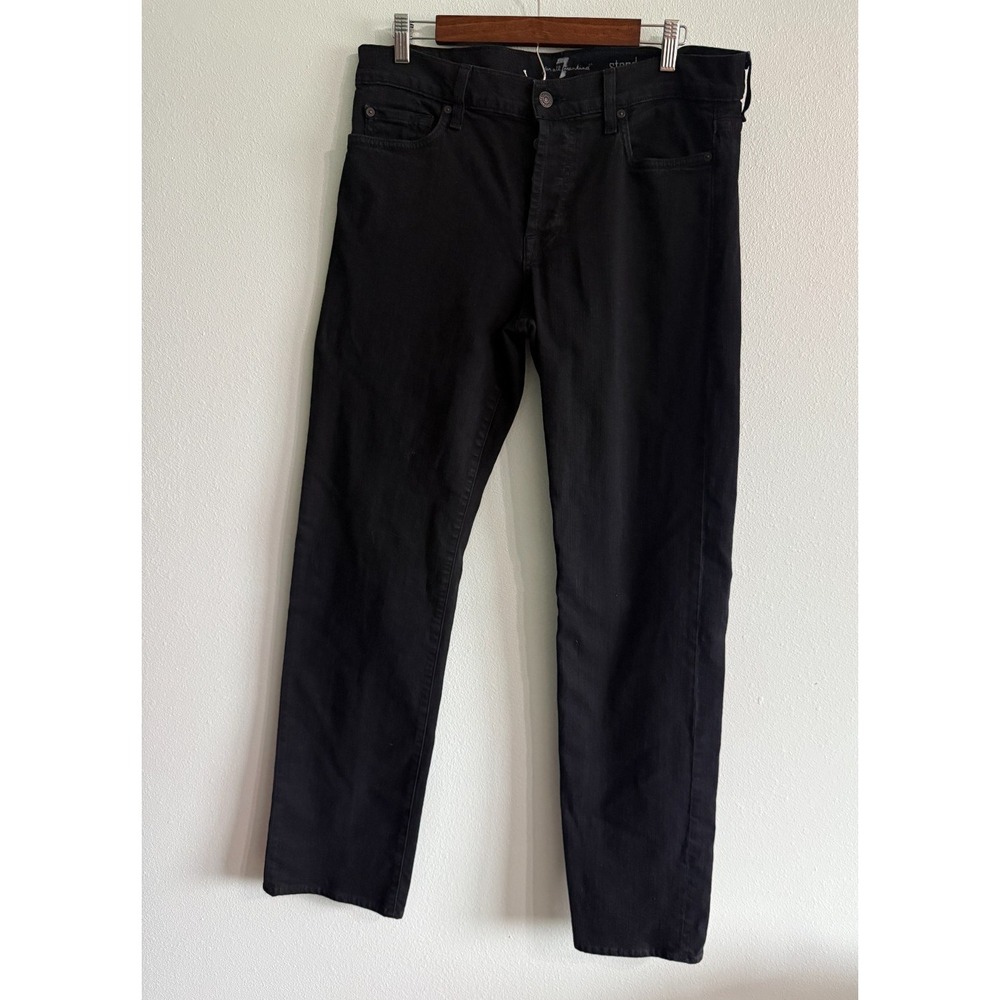 7 FOR ALL Mankind Men's Standard Classic Jeans Straight Leg Stretch Black 34x33